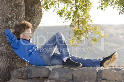 Teenager rest at nature