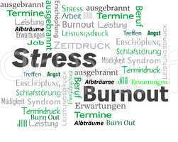 Burnout Stress Wörter Cloud