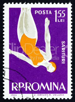 Postage stamp Romania 1963 Woman Diver