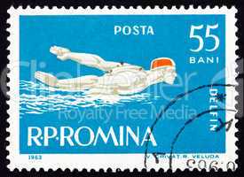 Postage stamp Romania 1963 Swimming, Butterfly Stroke