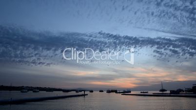 Timelaps of sunrise at Naama Bay, Red Sea and motor yachts, Sharm el Sheikh, Egypt
