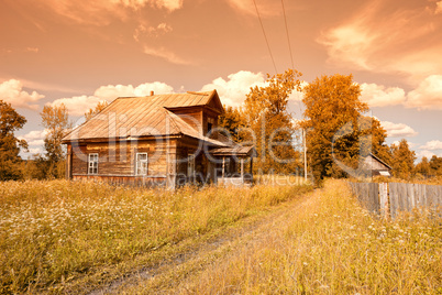 Old wooden house in russian village