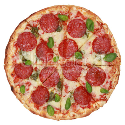 Geschnittene Pizza Salami