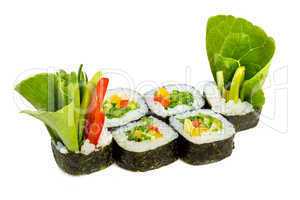 Sushi (Yasai Roll) on a white background