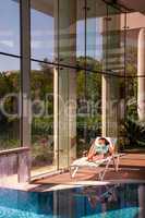 girl on a sun lounger