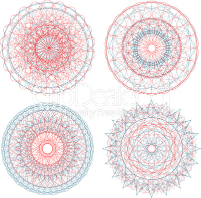 Indian ornament, kaleidoscopic floral pattern, mandala set