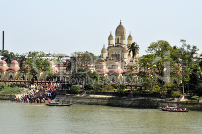 Indien, Kalkutta, Dakshineswar Kali Temple, Fluss Hugli, Menschen