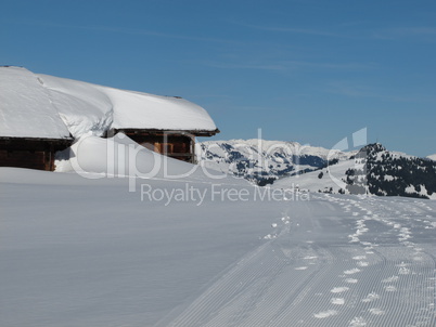 Snow Covered House Near Gstaad