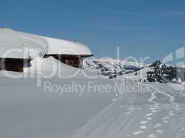 Snow Covered House Near Gstaad