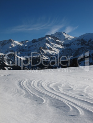 Wildstrubel And Snow Shaped By Wind