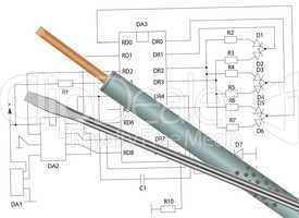 Soldering iron, screwdriver and electronic circuit