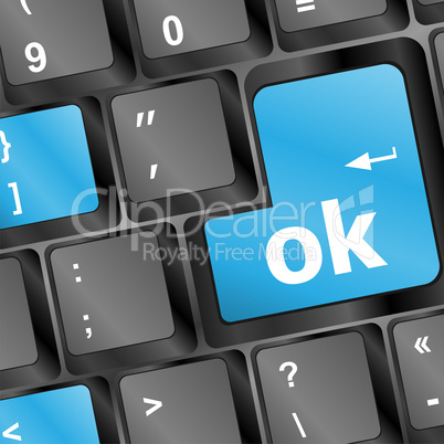 Button OK computer keyboard. Internet concept