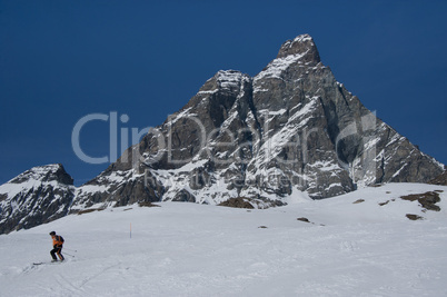 skier under the Matterhorn