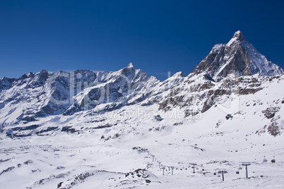 ski slopes under the Matterhorn