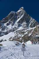 black ski slope under the Matterhorn