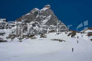 skiers under the Matterhorn