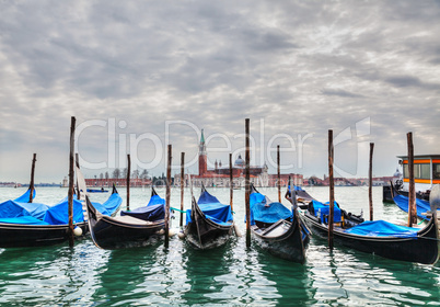 Gondolas floating in the Grand Canal