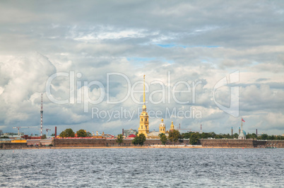 Overview of Saint Peter and Paul fortress in St. Petersburg