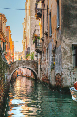 Narrow canal in Venice, Italy