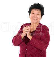 Chinese senior woman greeting