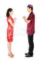 Asian Chinese people greeting