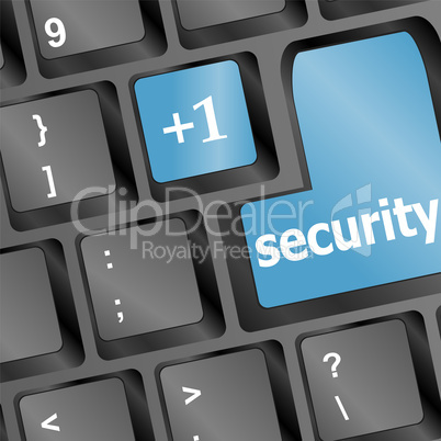 Close up view on conceptual keyboard - Security (blue key)