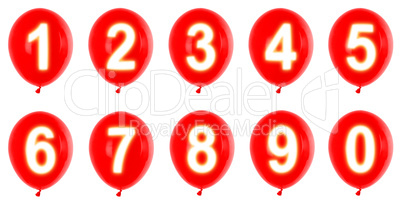 red balloons 0-9