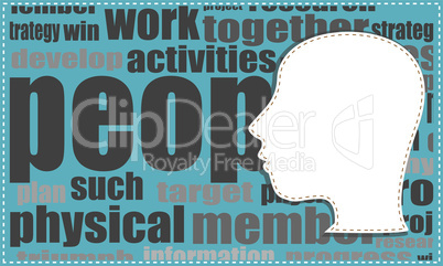 Head silhouette on word cloud. business concept