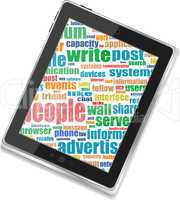 Business and financial words on tablet pc screen
