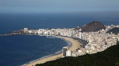 Aerial view of Rio de Janeiro Brazil beach Copacabana
