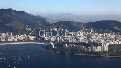 Aerial view of Rio de Janeiro Brazil beaches pan