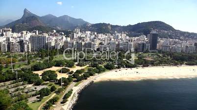 Aerial view of Rio de Janeiro Brazil beaches pan