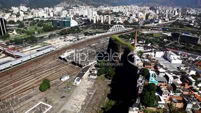 Aerial view of Rio de Janeiro Brazil transportation