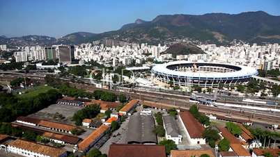 Maracana Stadium aerial Rio de Janeiro Brazil helicopter flight