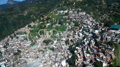 Favela aerial Rio de Janeiro Brazil helicopter flight