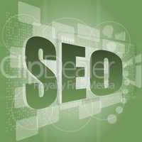 seo word on touch screen interface