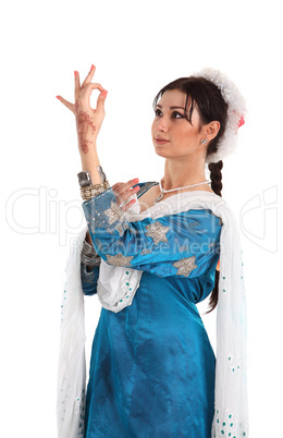 Young girl in the Indian national costume