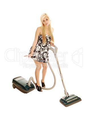 Girl with vacuum.