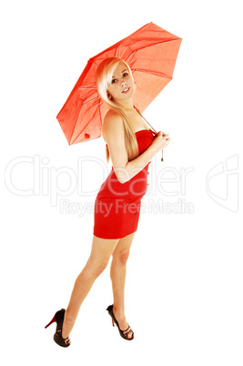 Girl with red umbrella.