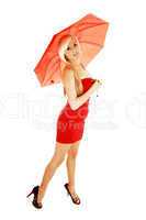 Girl with red umbrella.