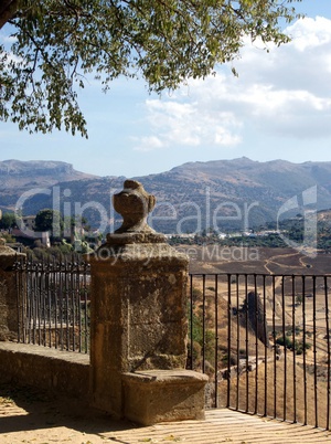 Old balcony overlooking the famous town of Ronda