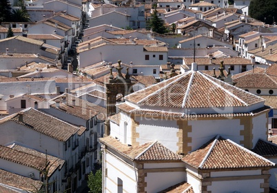 Aerial view of roofs of the white villages in south of Spain