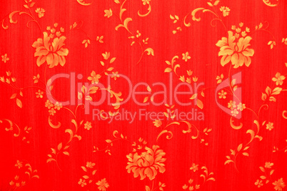 Red background with gold flowers