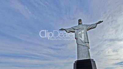 Glowing Christ the Redeemer in Rio De Janeiro Brazil,  time lapse