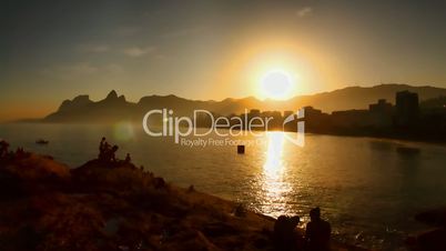 Sunset on the beaches of Rio de Janeiro, time lapse Brazil