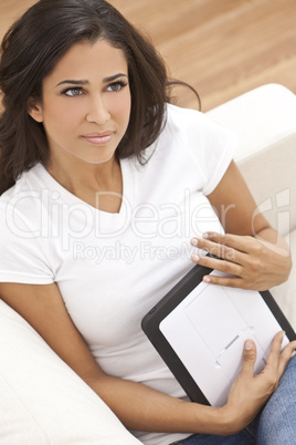 Hispanic Latina Young Woman Girl with Tablet Computer