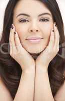 Beautiful Hispanic Woman Resting on Her Hands