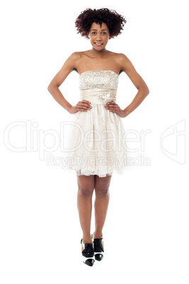 Beautiful young black woman in party wear
