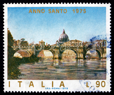 Postage stamp Italy 1975 Angels? Bridge, Rome, Vatican