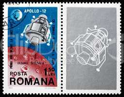 Postage stamp Romania 1969 Apollo 12 Landing Module